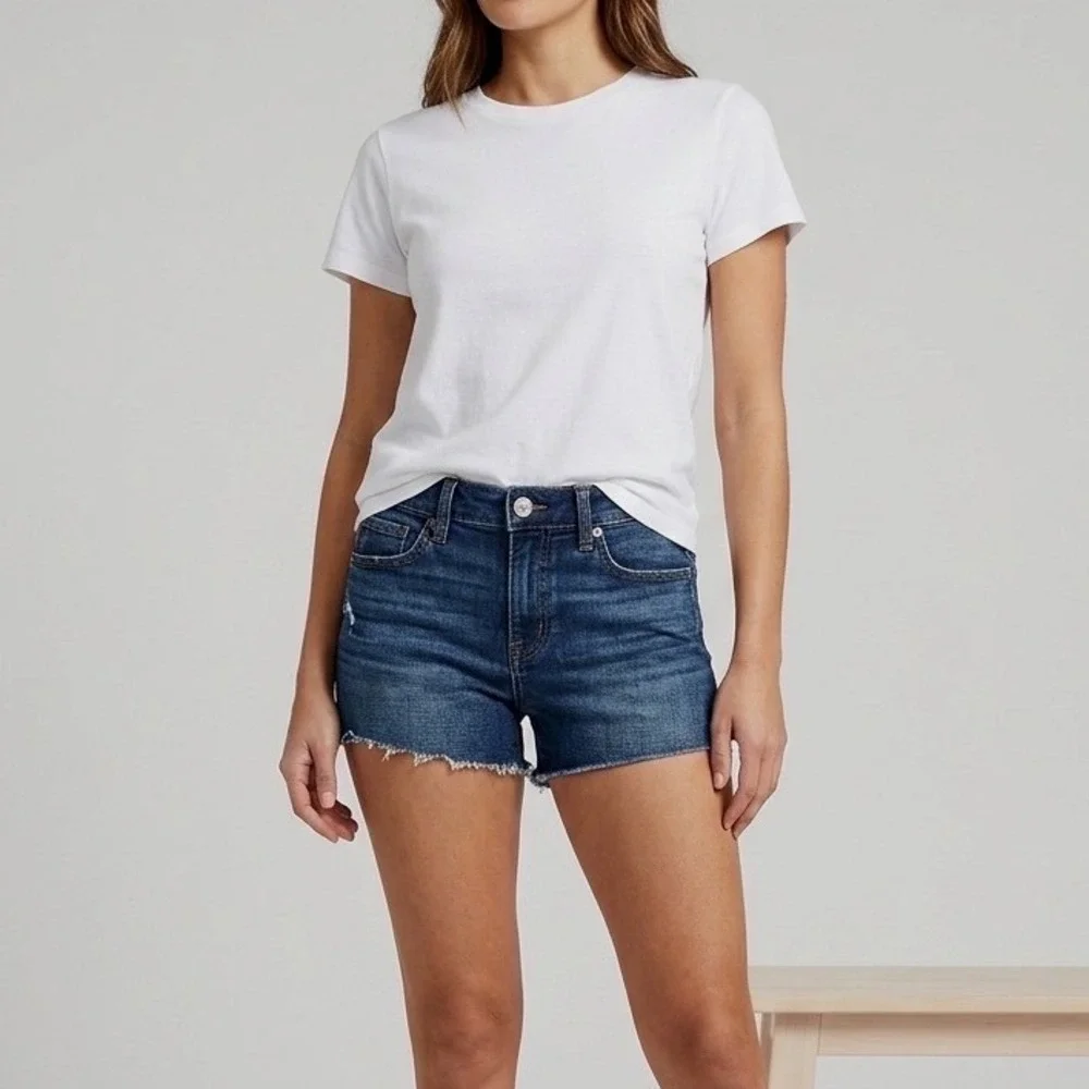 American Eagle Super Stretch Shortie Denim Shorts Dark Wash Cutoff Size‎ 4